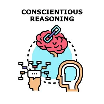 Conscientious reasoning process connecting thoughts and choices Stock Illustration