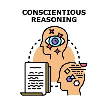 Conscientious reasoning process involving knowledge and insight Stock Illustration