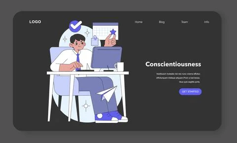 Conscientiousness aspect of the Big Five Personality. Flat vector illustration. Illustrazione stock