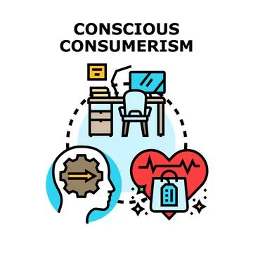 Conscious consumerism process for ethical eco choices Stock Illustration