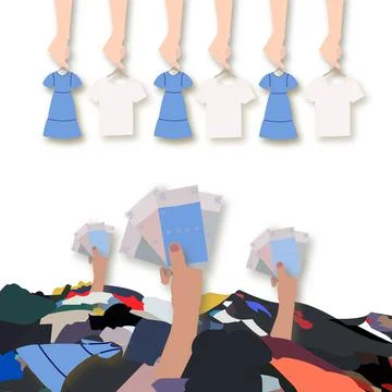 Conscious consumption of goods. Exchanging time for money. Exchanging money for Illustrazione stock