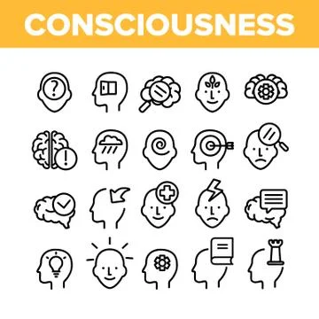 Consciousness Collection Elements Icons Set Vector Illustrazione stock