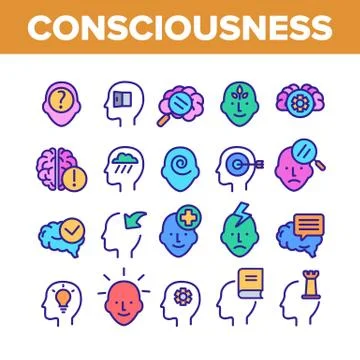 Consciousness Color Elements Icons Set Vector Stock Illustration