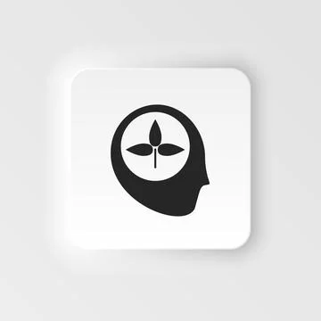 Consciousness, learning, biology. Bioengineering neumorphic style vector icon Illustrazione stock