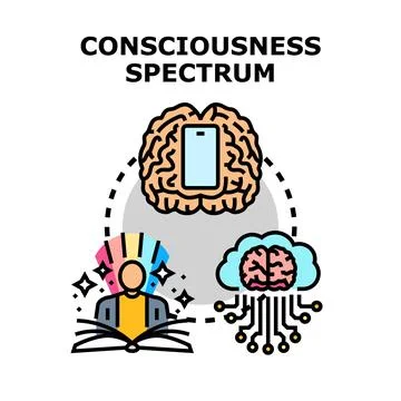 Consciousness spectrum exploring human mind and digital connection Stock Illustration