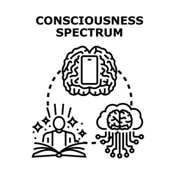 Consciousness spectrum exploring human mind and digital connection Stock Illustration