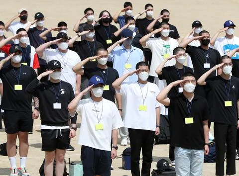 Conscripts enter boot camp, Hwacheon, Korea - 20 Jun 2022 Fotos de archivo