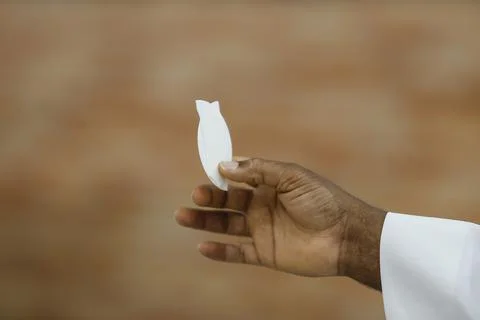 Consecration of bread and wafer wine Stock Photos