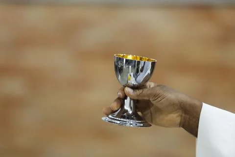 Consecration of bread and wafer wine Foto stock