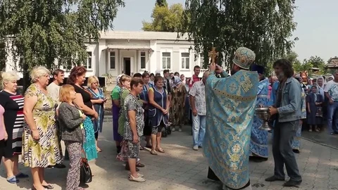 The consecration ceremony with Holy water at Easter. Stock Footage 72375348