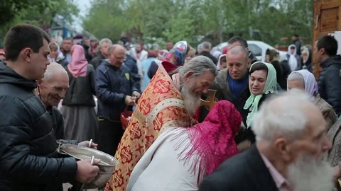 The consecration ceremony with Holy water at Easter. Stock Footage 72375441