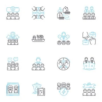 Consensus and agreement linear icons set. Harmony, Accordance, Unity, Agreement Stock Illustration