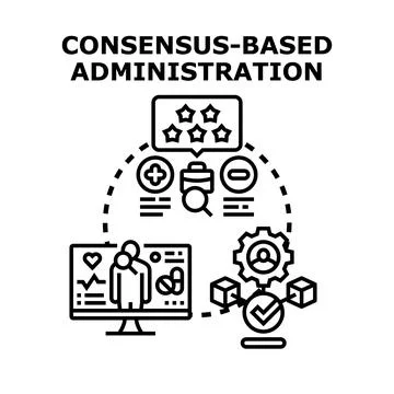 Consensus based administration agreement process concept Stock Illustration