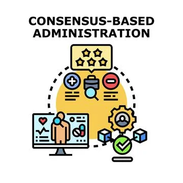 Consensus based administration agreement process concept 스톡 일러스트