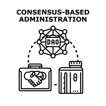 Consensus based administration managing decentralized organization network Stock Illustration