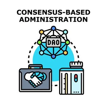Consensus based administration managing decentralized organization network Stock Illustration