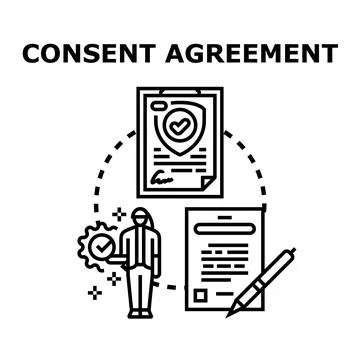 Consent agreement processing legal document approval Stock Illustration