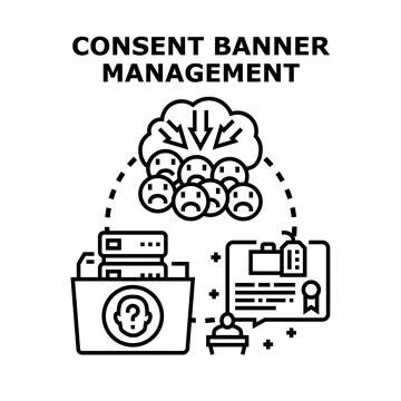 Consent banner management conceptual processing customer data 스톡 일러스트