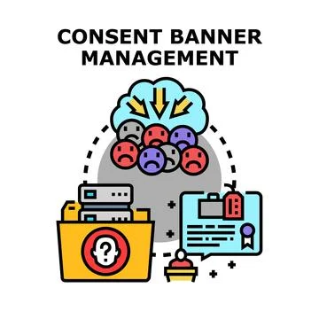 Consent banner management conceptual processing customer data 스톡 일러스트