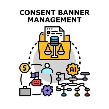 Consent banner management strategy with digital law Stock Illustration