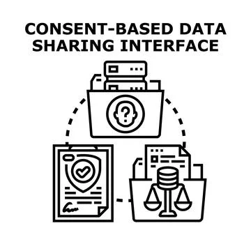 Consent based data sharing interface concept illustration イラスト素材