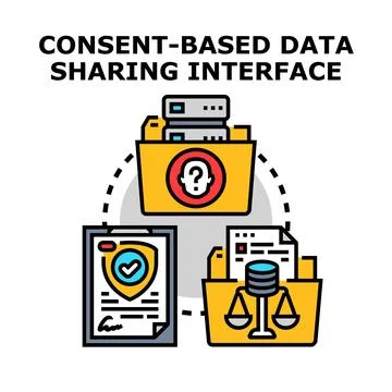 Consent based data sharing interface concept illustration Stock Illustration
