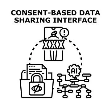 Consent based data sharing interface managing privacy Stockillustratie