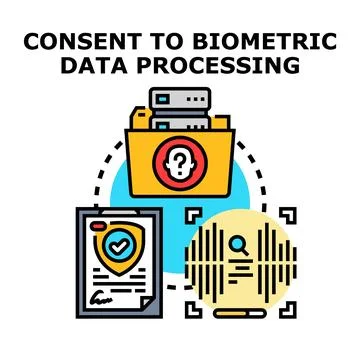 Consent biometric data processing document security concept Stock Illustration