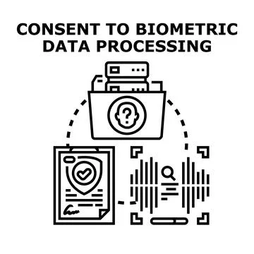 Consent biometric data processing document security concept Illustrazione stock