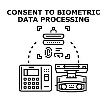 Consent to biometric data processing system access Illustrazione stock