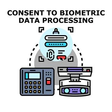 Consent to biometric data processing system access Stock Illustration