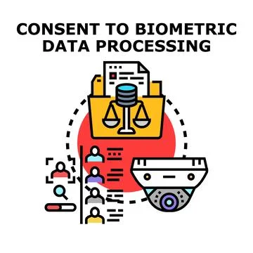 Consent biometric data processing user information agreement Stock Illustration