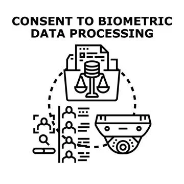 Consent biometric data processing user information agreement Stock Illustration