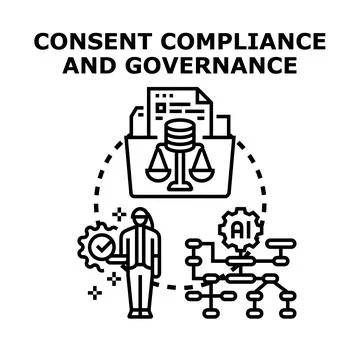 Consent compliance and data governance management concept Stock Illustration