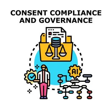 Consent compliance and data governance management concept Stock Illustration