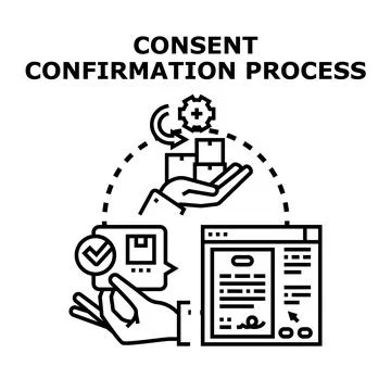 Consent confirmation process online document agreement Stock Illustration