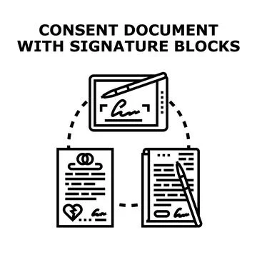 Consent document with digital and paper signature options Stock Illustration