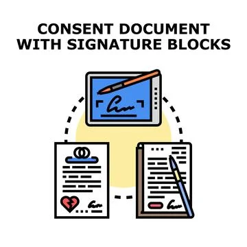 Consent document with digital and paper signature options Stock Illustration