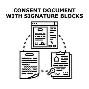 Consent document signing process with digital signature Stock Illustration