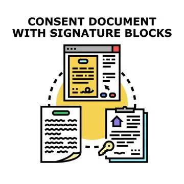 Consent document signing process with digital signature Stock Illustration