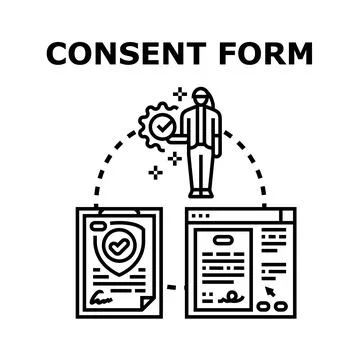 Consent form concept with agreement document and online signing Stock Illustration