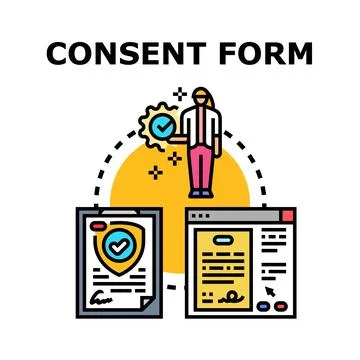 Consent form concept with agreement document and online signing Stock Illustration