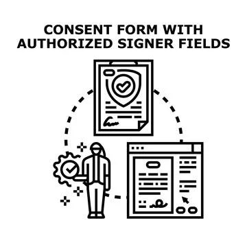 Consent form with electronic authorized signer fields Illustrazione stock