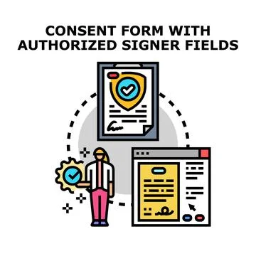 Consent form with electronic authorized signer fields Illustrazione stock