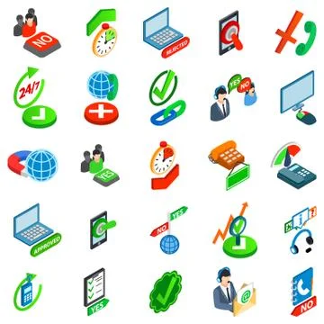 Consent icons set, isometric style 스톡 일러스트