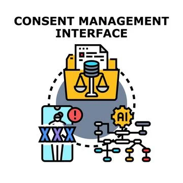 Consent management interface concept with ai automation Stock Illustration