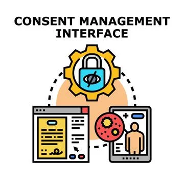 Consent management interface protecting personal data privacy Stockillustratie