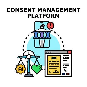 Consent management platform balancing user privacy and artificial intelligenc Stock Illustration