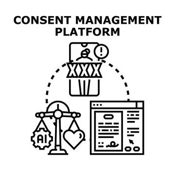 Consent management platform balancing user privacy and artificial intelligenc Stock Illustration