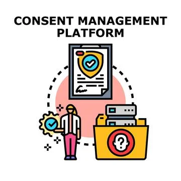 Consent management platform concept for data privacy regulation Stockillustratie